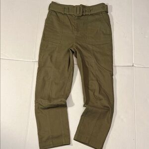 J.O.A. WOMEN’S GREEN UTILITY BELTED ANKLE & CROPPED PANTS SMALL
